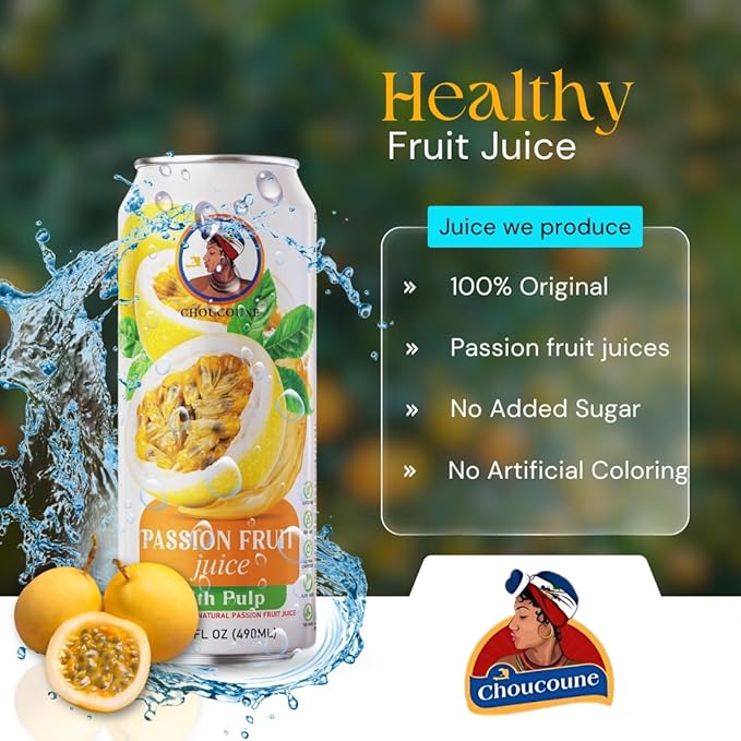 Choucoune Passion Fruit Juice 16.57oz (Pack of 12)