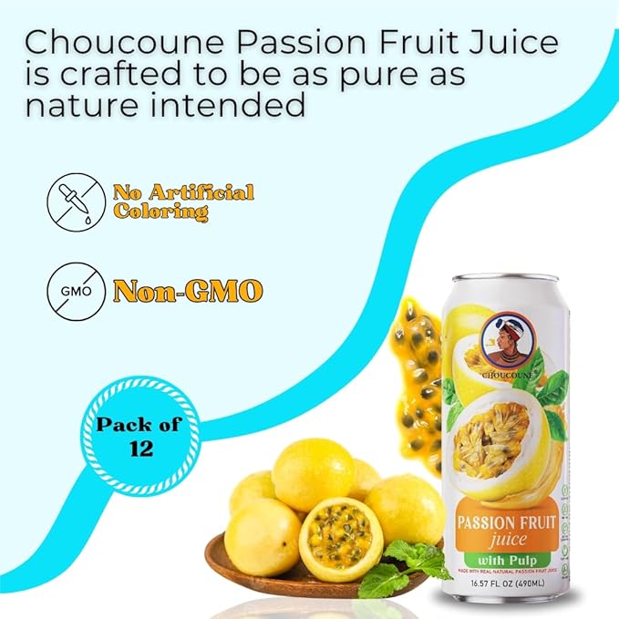 Choucoune Passion Fruit Juice 16.57oz (Pack of 12)