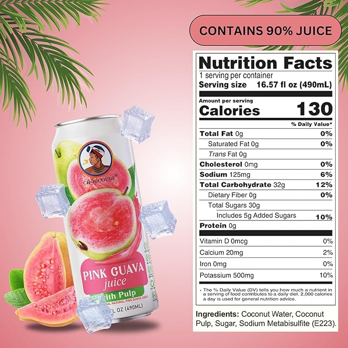 Choucoune Real Guayava Juice with Pulp – 16.57 fl oz  -(12 pack)